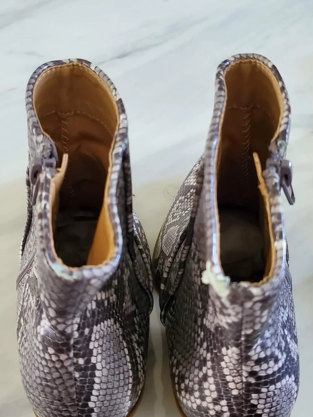 Express Gray Snake-Print Pointed Ankle Booties